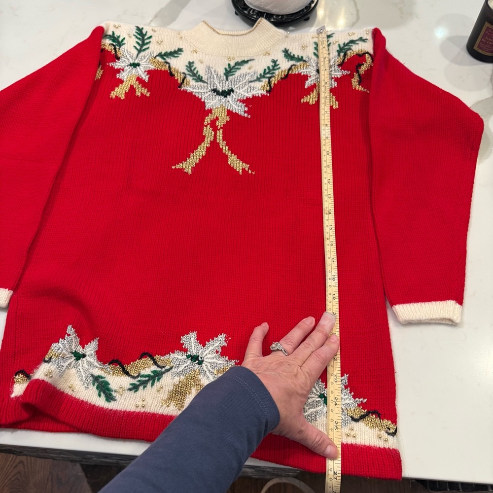 Vintage Dana Scott red embellished ugly Christmas sweater, ladies size small - Picture 6 of 8
